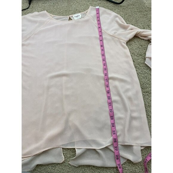 Hayden Los Angeles Womens Blouse Size XL Blush Pink Sheer Flowy Bell Sleeve - Picture 7 of 8